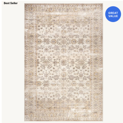Meena Fading Garden Spill Proof Washable Rug | Beige – Rugs USA