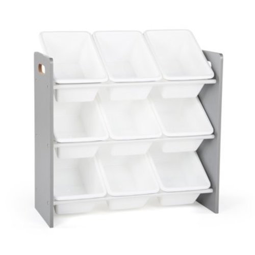 Humble Crew Inspire Toy Storage Organizer with 9 Plastic Storage Bins, Grey/White