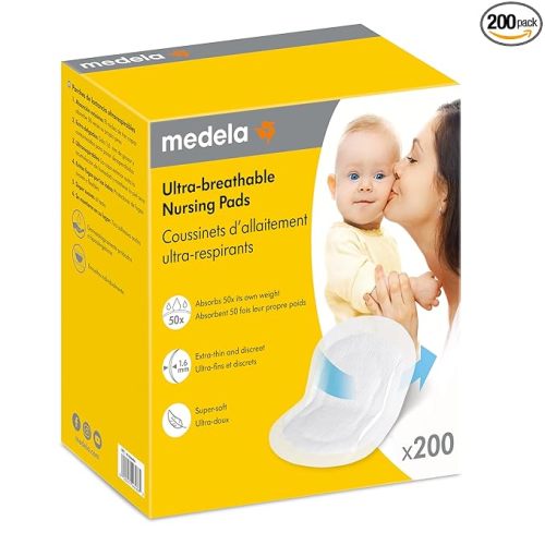 Medela Ultra-Breathable Nursing Pads, Highly Absorbent, Super Soft, Discreet Design for Comfortable Wear, Pack of 200