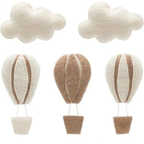 GLACIART ONE Hot Air Balloon & Cloud Decoration | Hanging Wall Decor, Bedroom Wall Banners, Room Wall Accessories or Ceiling Mobile | Use for Garland Wall Decor or Mobile for Crib | Great Gift Idea