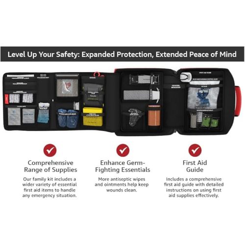 Family First Aid & CPR Kit - Emergency Medical Kit for The Entire Family, Child, Kids, and Youth. Perfect for Camping, Travel, Car, Hiking, Sports, Outdoor, and Home - First Aid Guide Life Safety Pro
