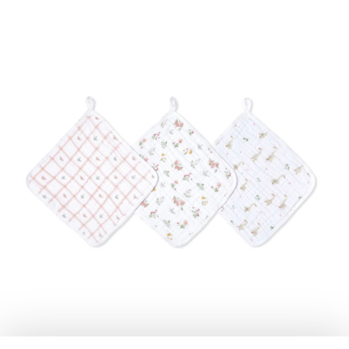 Country Floral Cotton Muslin Washcloths | aden + anais