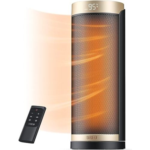 Dreo Space Heater, 1500W PTC Ceramic Heaters for Indoor Use with Remote, 70° Oscillation, 1-12H Timer, Electric Heaters with Thermostat, Fast and Safe Portable Heater for Office, Bedroom, Large Room