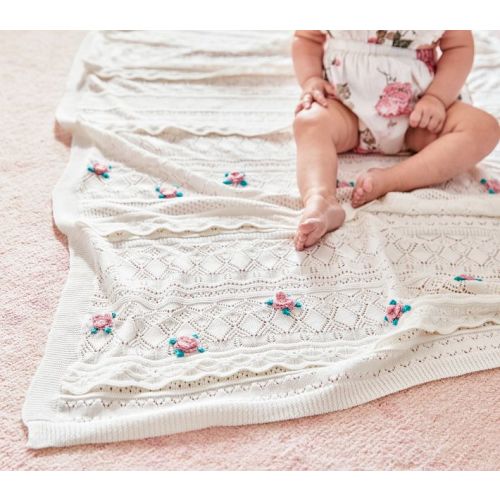 LoveShackFancy Pointelle Sweater Baby Blanket | Pottery Barn Kids