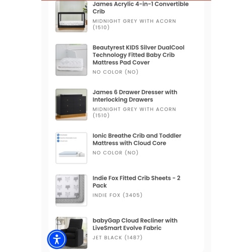 Delta Crib+Dresser+Mattress+Glider+Sheets