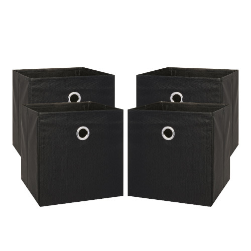 Mainstays Collapsible Fabric Cube Storage Bins (10.5" x 10.5"), 4 Pack, Rich Black