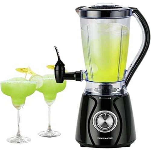 OVENTE Margarita Machine and Frozen Drink Maker with 350W Power, Easy Spout Dispenser, Stainless Steel Blade, 48-Ounce Electric Blender for Smoothies, Margaritas, Daiquiris and Slushies, Black BPM12B
