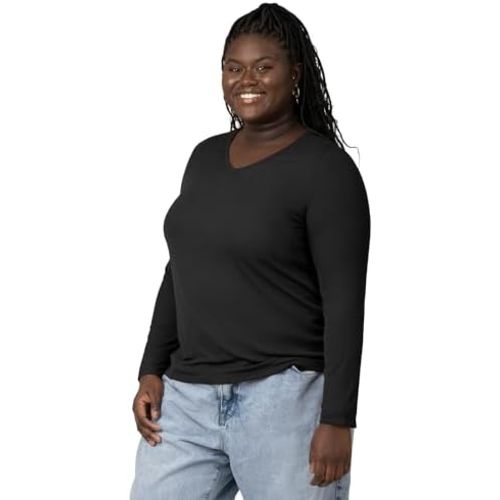 Kindred Bravely Ribbed Bamboo Maternity V-Neck T-Shirt, Long Sleeve