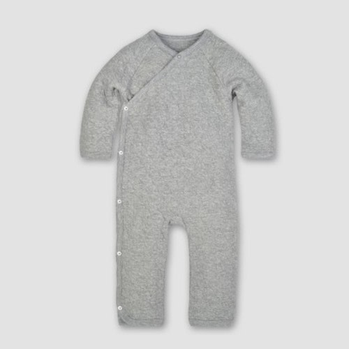 Burt's Bees Baby® Baby Organic Cotton Quilted Bee Wrap Front Jumpsuit - Heather Gray, Size: 6-9M