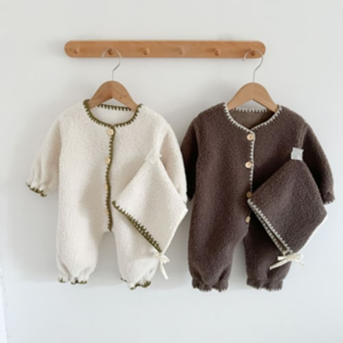 Stitched Fleece Jumpsuit with Bonnet – Teeny Mini Me