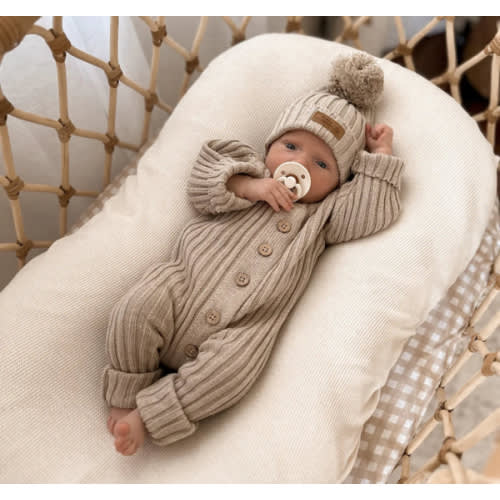 Little B's Chunky Rib Baby Jumpsuit - Oak