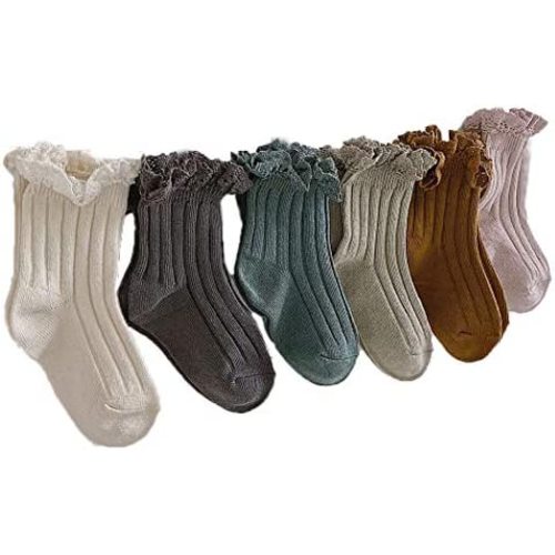 Ashmyova Baby Girls Vintage Ankel Lace Socks Toddler Ruffles Casual Dress Socks 6 Pack