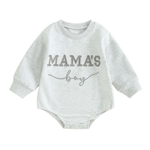 MAMA'S BOY Light Gray Romper - Hazel & Bo