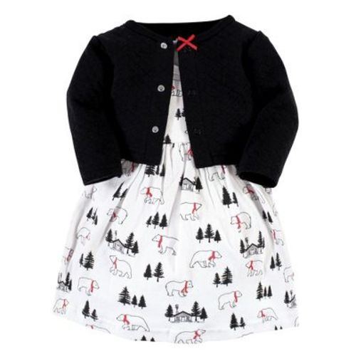 Hudson Baby Toddler And Baby Girl Quilted Cardigan And Dress, Winter Bear, 0-3 Months