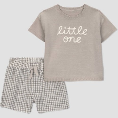 Carter's Just One You® Baby Boys' 2pc Little One Sweater T-Shirt and Shorts Set - Brown 9M