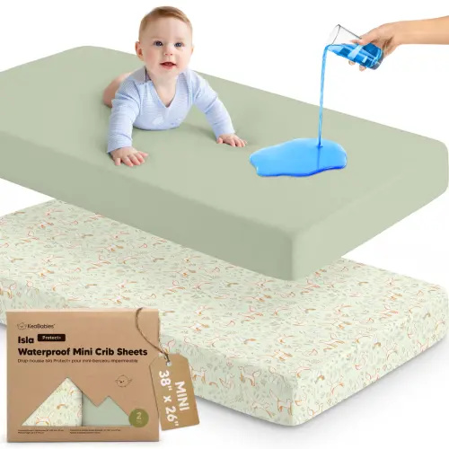2-Pack Isla [Protect+] Waterproof Mini Crib Sheets