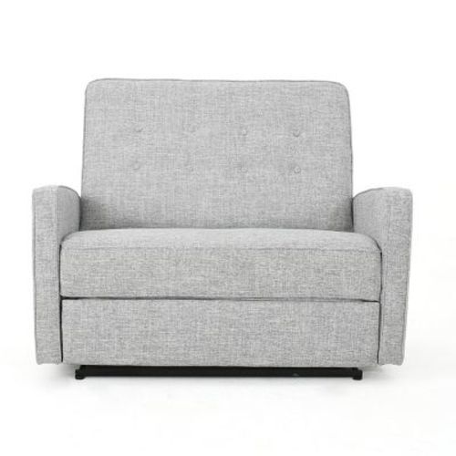 Christopher Knight Home Calliope Buttoned Fabric Reclining Loveseat Light Gray Tweed: Transitional Upholstered 2-seater Sofa