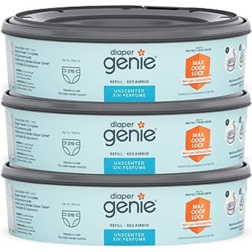 Diaper Genie Bags Refills 270 Count (Pack of 3) with Max Odor Lock | Holds Up to 810 Newborn Diapers