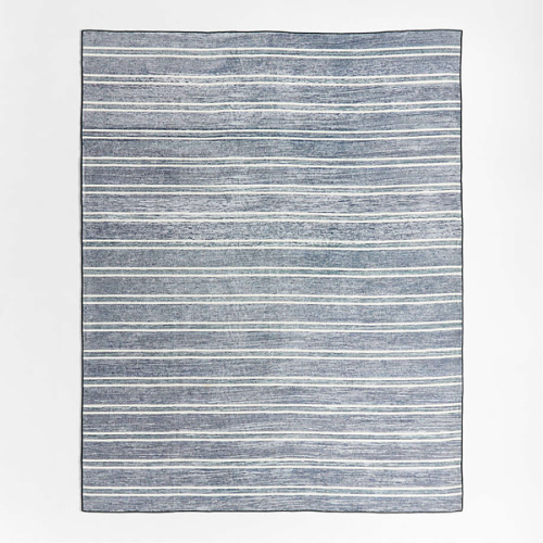 Brady Navy Blue Washable Area Rug 6'x9'
