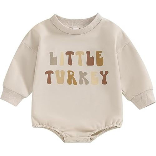 Newborn Baby Girl Boy Thanksgiving Romper Sweatshirt Turkey Bodysuit Infant Thanksgiving Clothes Outfit