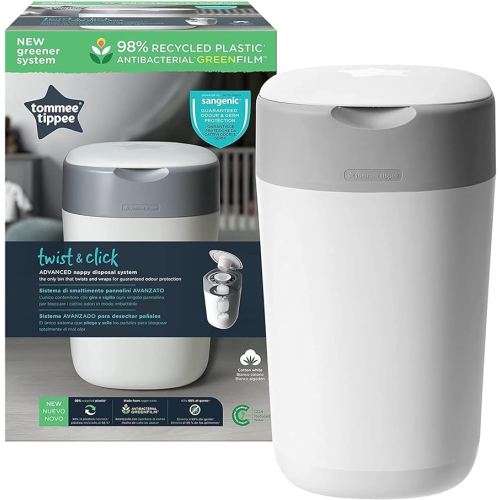 Tommee Tippee Twist and Click Advanced Nappy Bin, Includes 1x Refill Cassette, Locks in Odours and Germs, White : Amazon.com.au