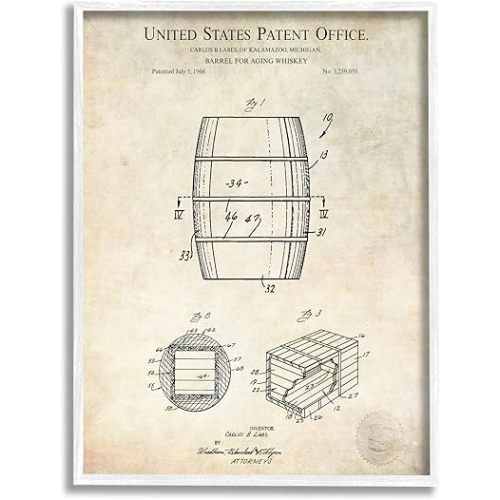 Stupell Industries Whiskey Aging Barrel - White Framed 14x11