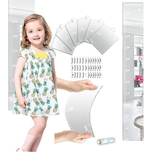 Puzzle Mirror Growth Chart, Mirror Growth Chart for Wall, Growth Chart Mirror for Wall, Growth Chart for Wall Mirror, Height Ruler with Stickers for Nursery Wall Decor Dress up Center