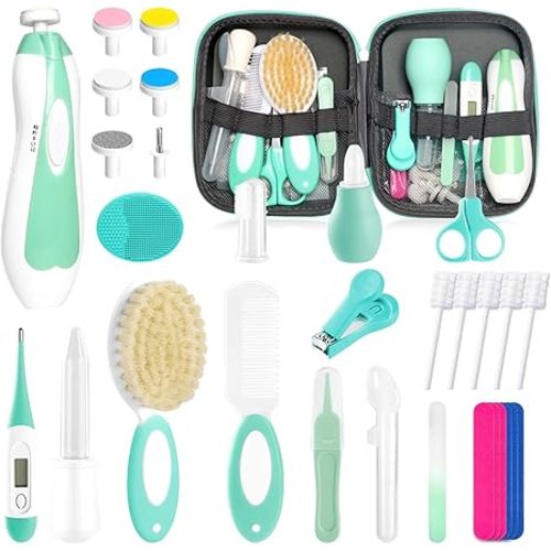 Baby Healthcare and Grooming Kit for Newborn Kids, 31PCS Upgraded Safety Baby Care Kit, Newborn Nursery Health Care Set, Baby Care Products (Green)