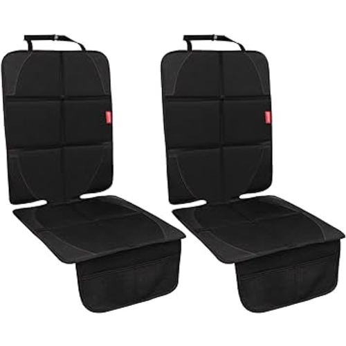 Car Seat Protector, 2 Pack Carseat Protector with Thickest Padding, Baby/Pets for Child Car Seat-Mesh Pockets-Waterproof-Universal Size(Black)