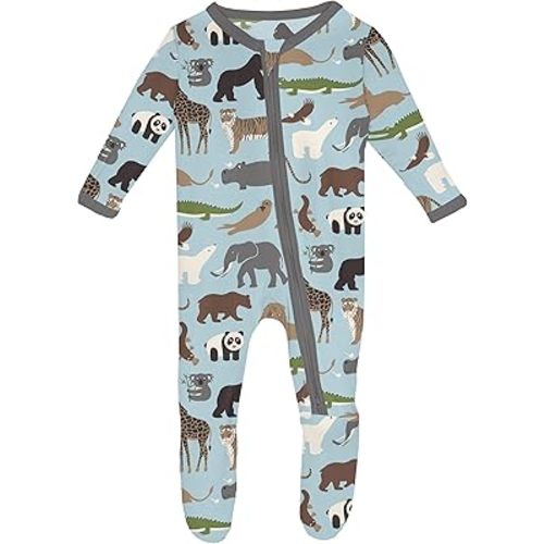 KicKee Baby Footie with 2 Way Zipper, Vicose from Bamboo Boy or Girl Baby Clothes From Our Family Fun Collection