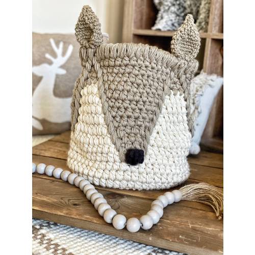 Tan Fox Basket | Crochet Basket Nursery Decor | ClaraLoo Creations