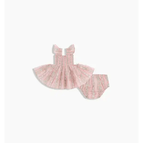 The Hill House x La Coqueta Baby Ellie Nap Dress - Pink Floral Stripe - Hill House Home