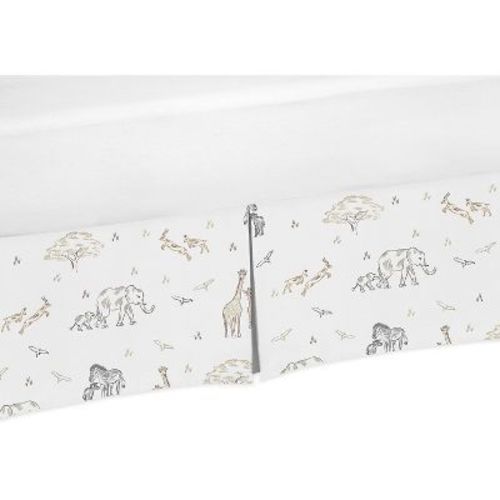 Sweet Jojo Designs Boy or Girl Gender Neutral Unisex Baby Crib Bed Skirt Serengeti Animals Taupe Grey and White