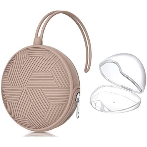 Smlpuame Pacifier Holder Case,BPA Free Portable Pacifier Storage Container,Silicone Baby Pacifier Cover Pouch for Diaper Bag Stroller,Travel Outdoor Activities,Easy to Clean(Blush)