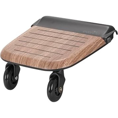 Evenflo Stroller Rider Board, Convenient Riding Options, Non-Skid Surface, Smooth-Ride Wheels, Easy to Use, Holds up to 50 Pounds, No Additional Parts Needed, Wood Grain - One Size