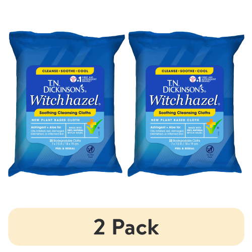 (2 pack) T.N. Dickinson's Witch Hazel Cleansing Cloths, 25 Count