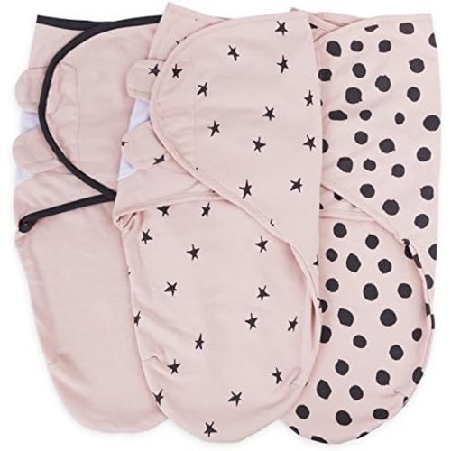 Ely's & Co. Adjustable Swaddle Blanket Infant Baby Wrap Set 3 Pack (Pink, 3-6 Months)