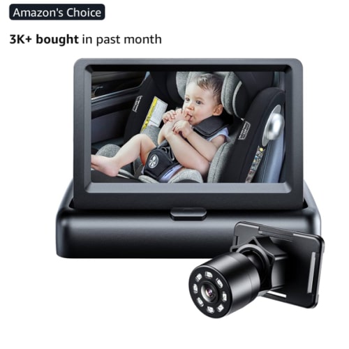 Itomoro Baby Car Mirror, View Infant in Rear Facing Seat with Wide Crystal Clear View,360° Rotation Plug and Play Easy Install baby car monitor 1080p