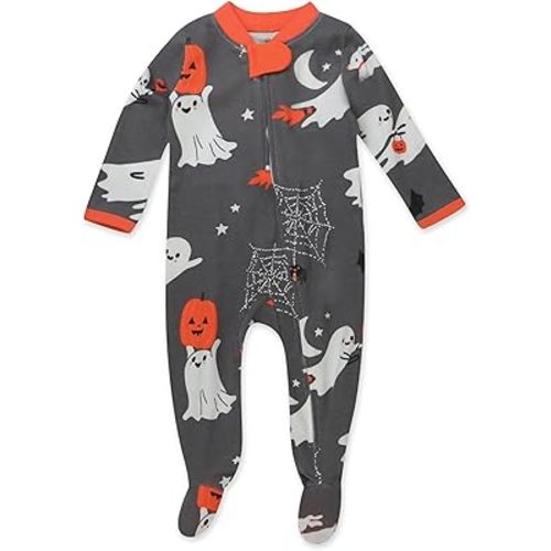 HonestBaby Sleep and Play Footed Pajamas One-Piece Sleeper Jumpsuit Zip-front PJs Organic Cotton for Baby Boys, Unisex