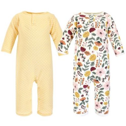 Hudson Baby Infant Girls Premium Quilted Coveralls, Fall Botanical, 0-3 Months