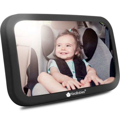 KeaBabies Baby Car Mirror, Large Shatterproof Baby Mirror for Car Seat Rear Facing, Baby Carseat Mirror for Infant (Matte Black, 11.5" x 7.5")