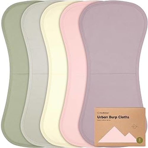 Organic Burp Cloths for Baby Boys and Girls - 5-Pack Ultra Absorbent Burping Cloth, Burp Clothes, Newborn Towel, Milk Spit Up Rags, Burpy Cloth Bib for Unisex, Boy, Girl, Burping Rags (Embrace)