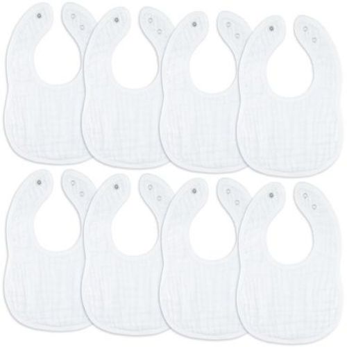 Muslin Cotton Baby Bibs, 8 Pack, Adjustable Size With Easy Snaps, Soft And Super Absorbent, Washable And Reusable By Comfy Cubs - Sand