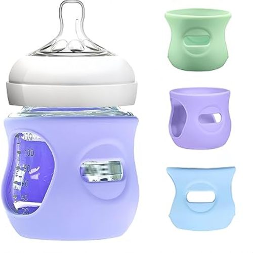 3Pack Silicone Glass Bottle Sleeve 4 oz for Avent, Food Grade Silicone Bottle Cover, Anti Breakage, Bottle Sleeve for Philips Avent, BPA Free, Mixed Color Silicone Bottle Sleeve