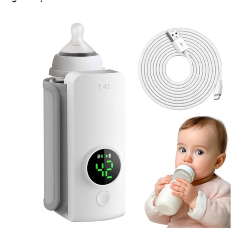 Portable Bottle Warmer for Travel, Fast Warming Comfortable Baby Feeding On The Go, Waterless Milk Warming with Battery-Powered for Home Outdoor
