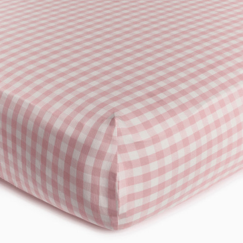 Percale Organic Crib Sheet - Pink Gingham
