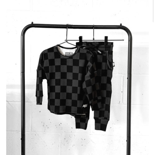 Organic Ribbed Set in Smoke + Storm