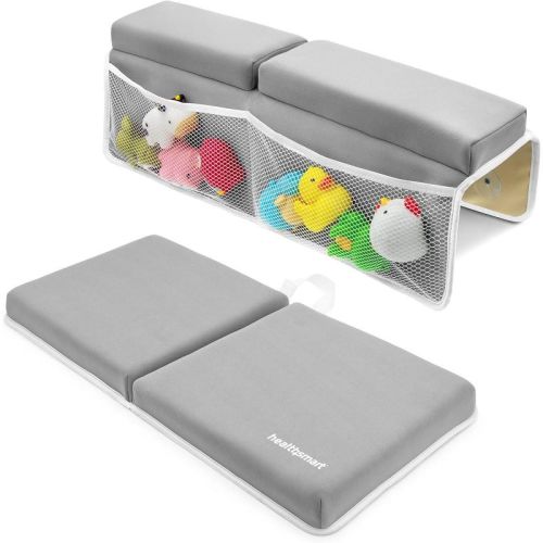 HealthSmart Baby Bath Kneeler & Elbow Rest Pad, Thick Padded, Non-Slip, Water-Resistant, Organizer Pockets