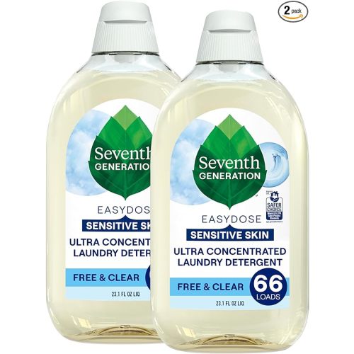 Seventh Generation Laundry Detergent, Ultra Concentrated EasyDose, Free & Clear, 23.1 Fl Oz (Pack of 2) (Packaging May Vary)