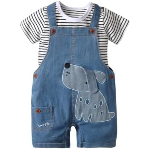 Cute Baby Boy Clothes Suit Toddler Boys' Striped long Sleeve T-Shirt+Denim Overalls Jumpsuit Pants Outfits Sets